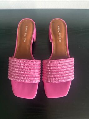 Marc Fisher Hot Pink Braided Strap Slide Heels